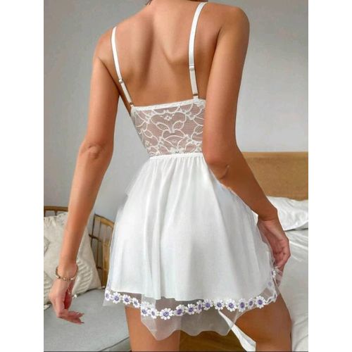 Women Lace Babydoll Nightdress  Elegant Sheer Lingerie