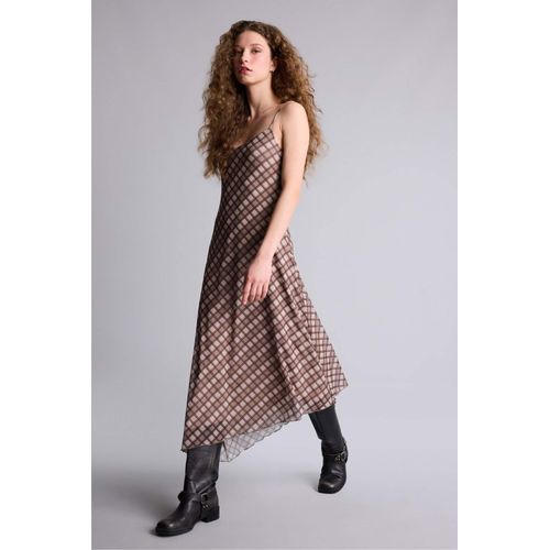 knee length dresses for ladies Dylin Plaid Wrap Tie Midi Shirt Dress in Olive
