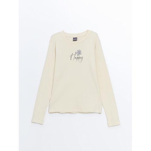 product_image_name-LC Waikiki-تي شيرت بطبعة وياقة دائرية وبأكمام طويلة للبنات-1