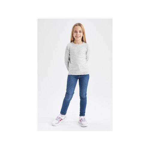 product_image_name-Defacto-Girl Crew Neck Regular Fit Pullover - Lt.Grey Melange-3