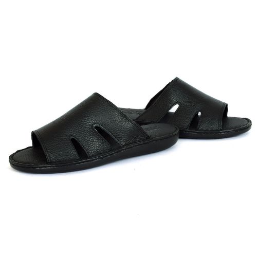 Buy Men Leather Slipper Black in Egypt