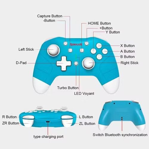 product_image_name-Redragon-G815 Pluto Wireless Gamepad - Blue-8