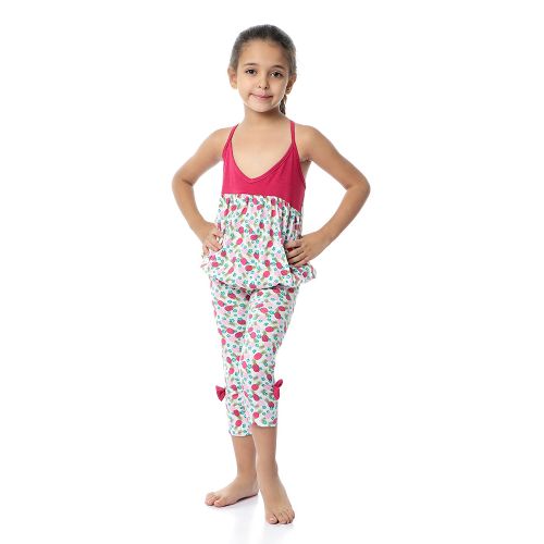 Buy Kady Girls Pineapple Spaghetti Sleeves Pajama Set - Multicolour Fuchsia in Egypt