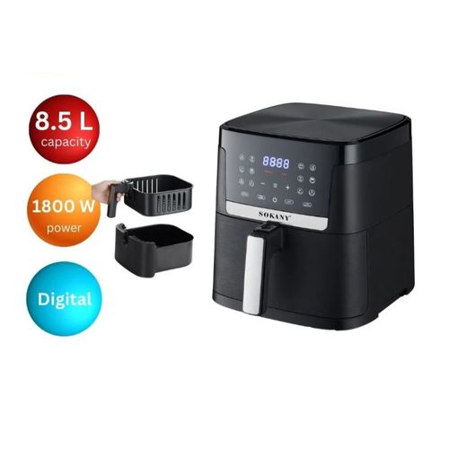 اشتري Sokany Digital Air Fryer Without Oil, 1800 Watt, 8.5 Liters, Black - SK-10004 في مصر