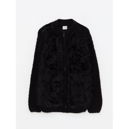 اشتري LC Waikiki Crew Neck Plush Detailed Long Sleeve Girls' Knitwear Cardigan في مصر