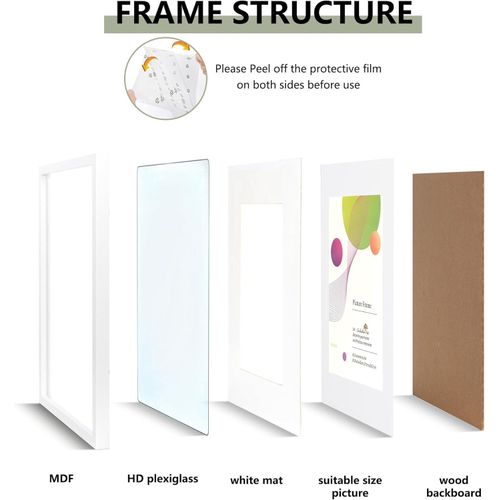 product_image_name-Generic-30 x 40 cm Picture Frame, Pack of 3, White, 12 x 16 cm Picture Frame, Wooden Picture Frame with A4 Mount, with Wall Hanging-5