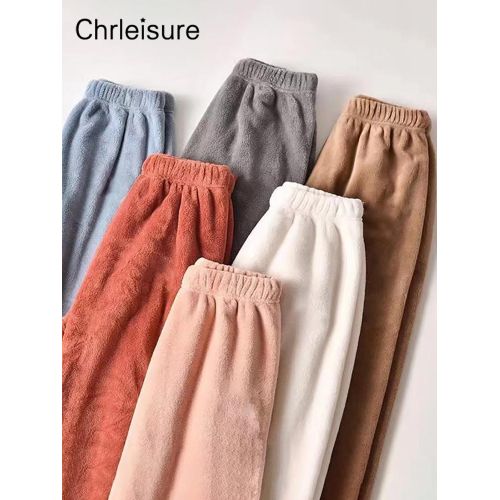 Fashion (Light Brown)CHRLEISURE Fleece Warm Pants Women Winter Thick  Comfortable Solid Autumn Trousers Solid Color Casual Loose Home Pajama Pants  DOU @ Best Price Online