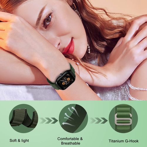 product_image_name-Generic-شريط منسوج بحلقة ألباين معدنية مطاطية من النايلون 20 مم لهاتف Samsung Galaxy Active 2 44 مم - مع خطاف G تيتانيوم أخضر زيتوني-6