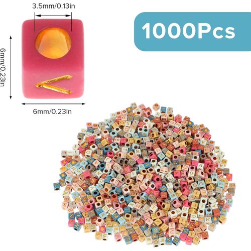 product_image_name-Generic-عبوة من 1000 خرزة حروف للتطريز، خرز أبجدي أكريليك متنوع من الألف إلى الياء، خرز سائب، خرز مربع ملون لصنع المجوهرات، قلائد وأساور وسلاسل مفاتيح يدوية.-2