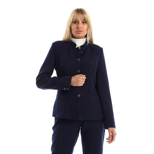 Buy Esla Formal Buttons Down Long Sleeves Blazer - Dark Blue in Egypt