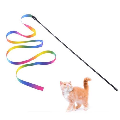 Generic Cat Teaser Toys Interactive Ribbon Wand Stick Rod For Pet