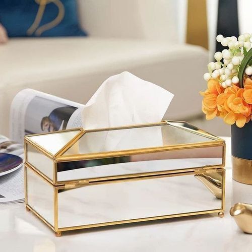 Generic European Creative Glass Tissue Box 1pcs Transparent / Gold @ Best  Price Online