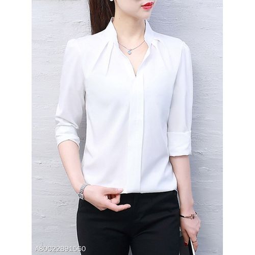 Sun Set Long Sleeves Buttons Down Blouse - White @ Best Price Online ...