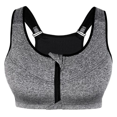 Generic Sports Bra Women Zipper Push Up Bra Fitness Top Athletic Gray XL @  Best Price Online