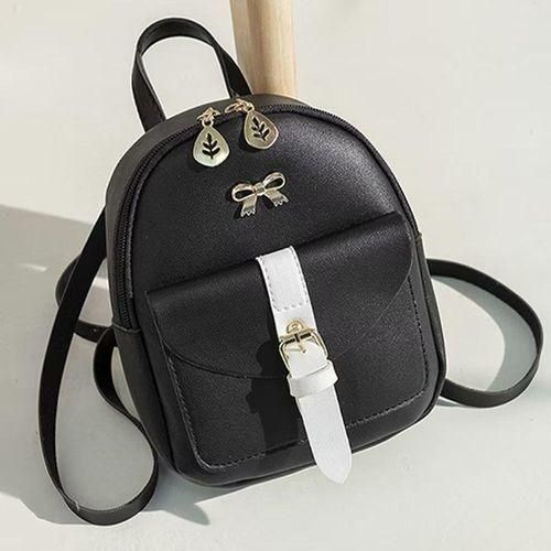 Mini black leather backpack purse clearance