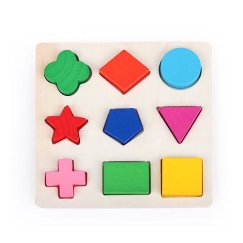 Buy OR Wooden Geometry Blocks Shape Color Recognition Early Kids Educational Toy Multicolor in Egypt