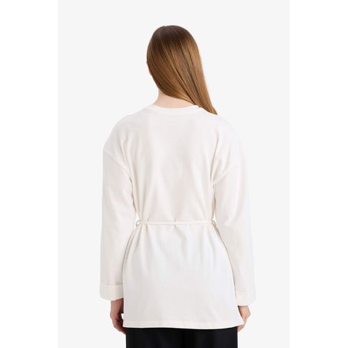 product_image_name-Defacto-تونيك كم طويل قصة فضفاضة بياقة مستديرة-5