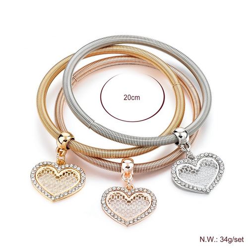 product_image_name-Generic-٣ أساور مميزة تباع معاً فضى وروز جولد وذهبي مزينة بحلى على شكل قلب-2