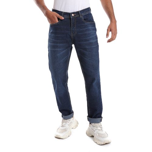 اشتري Andora Rounded Pockets Casual Straight Jeans Pants - Navy Blue في مصر