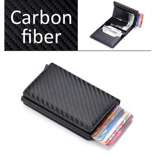 The PACK Card Holder Wallet Men Carbon Fiber Leather Slim Thin Smart ...