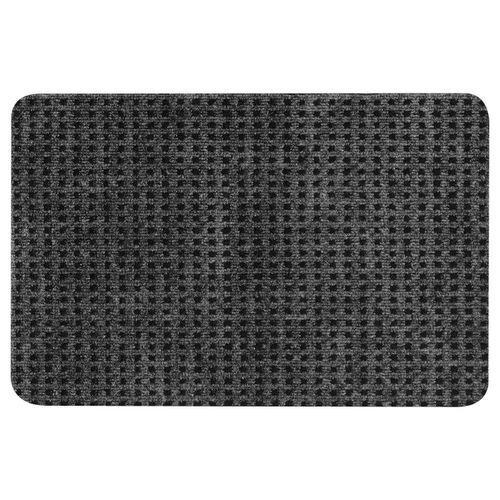 Generic Door mat Grey rectangular door mat with check pattern, recycled polyester material, soft rounded corners.