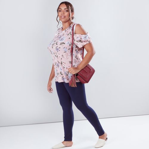 Max Floral Printed Cold Shoulder Top With Round Neck - Multishade Pink