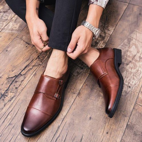 Generic Good Quality Men's Dress Shoes Slip On Formal Shoes-Brown