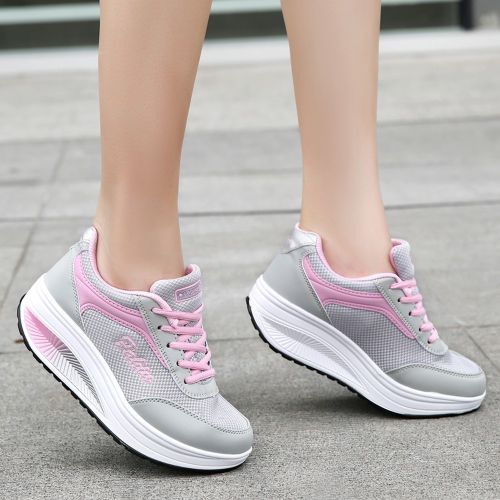 Buy Fashion Hiamok Fashion Women Mesh Heightening Shoes Soft Bottom Rocking Shoes Sneakers in Egypt