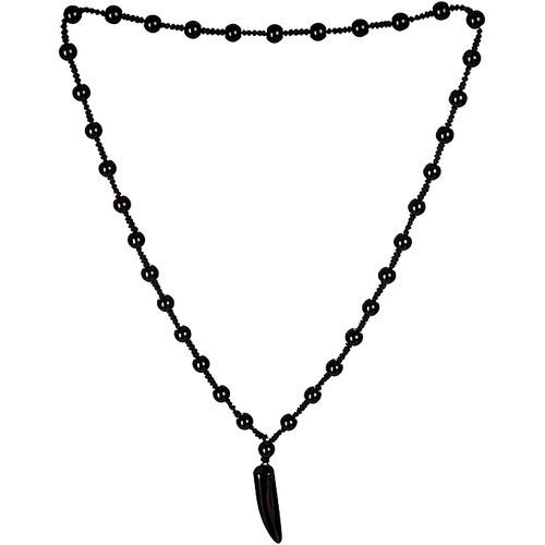 Buy Handmade Necklace For Men - Black Gemstone Extendable - Wolf Tusk Shape in Egypt