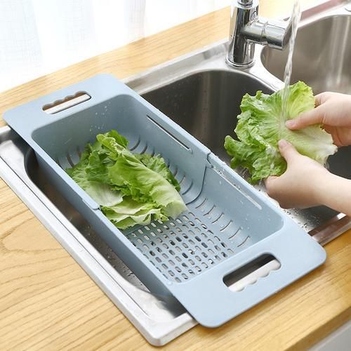 Adjustable Dish Drainer Stainless Steel Sink Drain Dish Rack Fruit