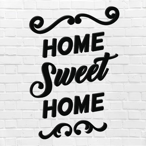 product_image_name-Generic-Premium Home Wall Decor, Size 45X60, Sweet Home, High Quality Spanish MDF, 6 mm Thick, Modern Stereoscopic Decor, Ready to Install, Comes with Double Face Adhesive-1