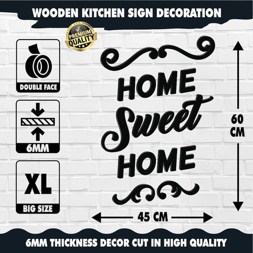 product_image_name-Generic-Premium Home Wall Decor, Size 45X60, Sweet Home, High Quality Spanish MDF, 6 mm Thick, Modern Stereoscopic Decor, Ready to Install, Comes with Double Face Adhesive-5