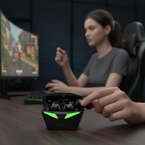 product_image_name-Celebrat-Wireless Gaming Earbuds  W13 Low Latency Bluetooth Headphones Game Music Mode Stereo HiFi Sound Touch Control Cool LED Lights Built-in Mic for Gamers - Black-3