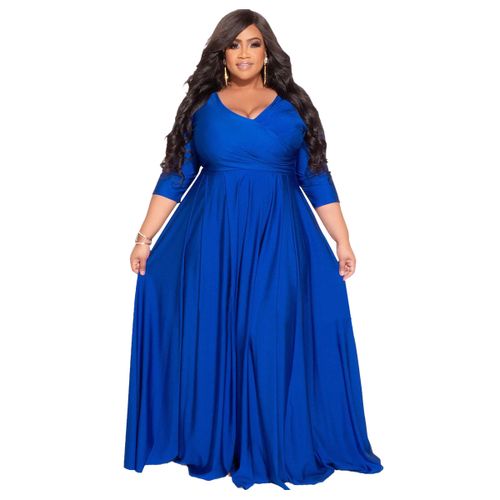 Wholesale Dropshipping Plus Size Dresses Elegant 4xl 5xl Solid Color Round  Neck Short Sleeve Irregular Loose Women's Long Dress - Plus Size Dresses -  AliExpress