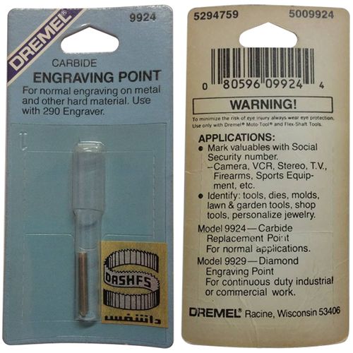 Dremel 9924 Carbide Engraving Point Bit, For Dremel 290 Engraver, Gray,  Each