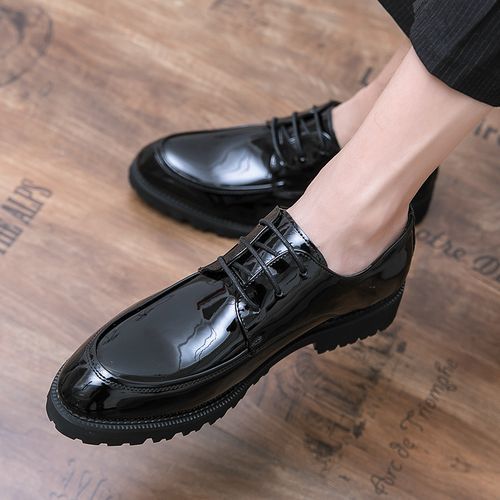 تسوق EUR 37-43 Men's Lace-up Pointed Leather Shoes Luxury Shiny