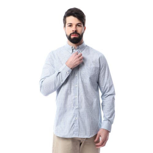 Dalydress Plaid Buttons Down Long Sleeve Shirt - Green &amp; Blue