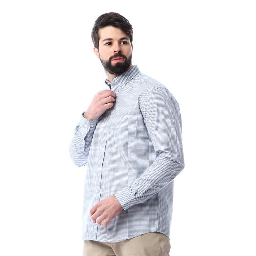 Dalydress Plaid Buttons Down Long Sleeve Shirt - Green &amp; Blue