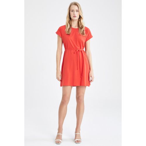 product_image_name-Defacto-Woman C Neck A Line Short Sleeve Knitted Dress - Red-1