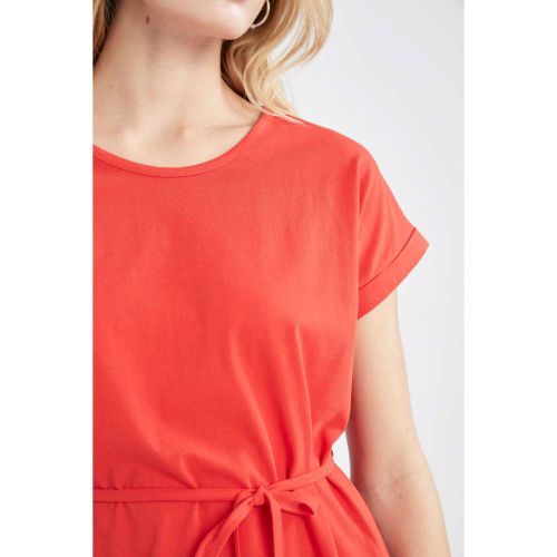 product_image_name-Defacto-Woman C Neck A Line Short Sleeve Knitted Dress - Red-4