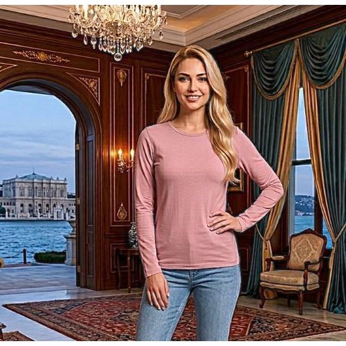 Generic Women's Basic Cotton Long Sleeve Crew Neck Top
