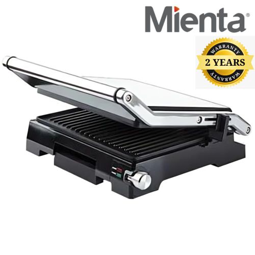 product_image_name-Mienta-شواية وضاغط بانيني ميانتا ماستر 2000 وات – جريل كهربائي متعدد الاستخدام – 5 مستويات حرارة – ألواح غير لاصقة – تحضير بانيني وبرجر وستيك – موديل CG28209A – ضمان عامين-2