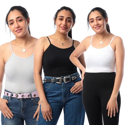 Cottonil بادي حمالة رفيعه قطن (3) قطع  حريمى