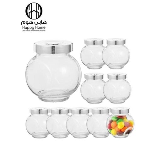 product_image_name-Generic-Happy Home Glass Spice Containers Set of 8 Spice Jars with Tight Lids, Glass Containers for Spices, Perfect Kitchen Containers for Salt, Pepper, Coffee (Transparent, 180 ml)-1