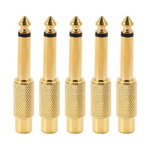 6.35mm (1/4 Inch) Mono Plug to 2 x 3.5mm Mono Jack Splitter Adaptor - Gold  Plated