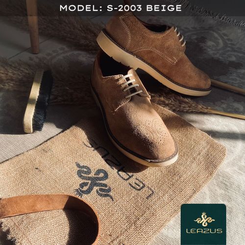 اشتري Natural Leather Semi Foraml  Shoes - Beige في مصر