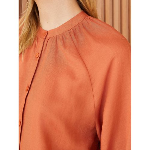 product_image_name-LC Waikiki-Grandad Collar Long Sleeve Linen Blend Women's Tunic-7