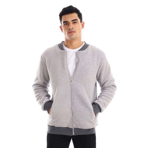 Buy eezeey Band Neck Heather Grey Sweatshirt With Inner Black Wool in Egypt