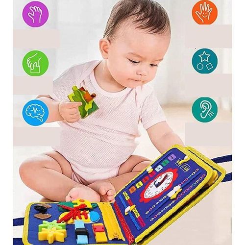 product_image_name-Generic-Busy Board for Toddlers – 19 Motor Skill Activities – Montessori Sensory Learning Toy with Buckles, Zippers, Buttons, Gears & Velcro Shapes – Portable Fabric Activity Board for Fine Motor Skills, Hand-Eye Coordination & Early Education-4