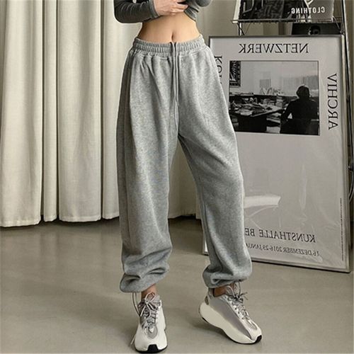 Generic Women Oversize Sports Pants Gray Fleece Sweatpants For